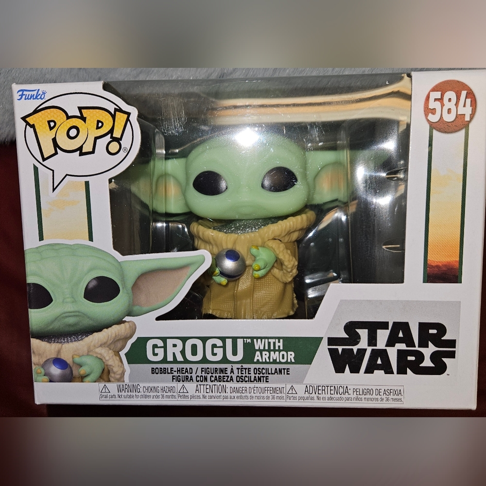 Star Wars Funko 584 Bobble Head Figurine Book of Boba Fett Grogu w/Armor - Picture 6 of 6
